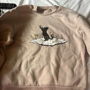 Beige Sweater with Cat Design